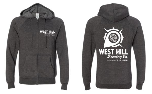 West Hill Brewing Co. Carbon Charcoal Original Compass Logo Hoodie