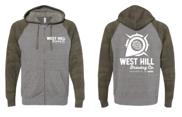 West Hill Brewing Co. Forest Camo Original Compass Logo Hoodie