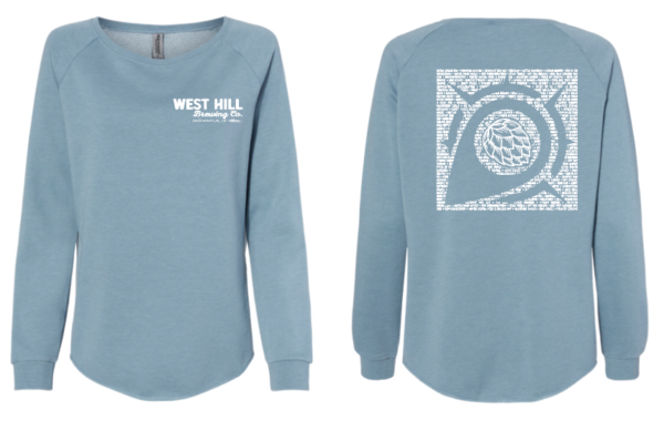 West Hill Brewing Co. Misty Blue Beer Name Burnout Compass Logo California Wave Wash Crew