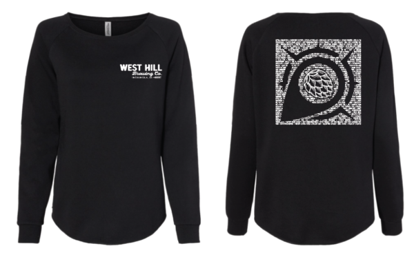 West Hill Brewing Co. Black Beer Name Burnout Compass Logo California Wave Wash Crew