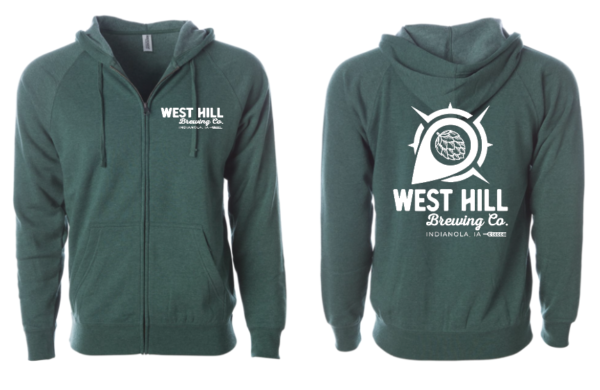 West Hill Brewing Co. Moss Heather Original Compass Logo Hoodie