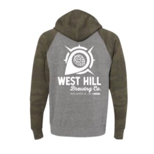 West Hill Brewing Co. Forest Camo Original Compass Logo Hoodie back detail