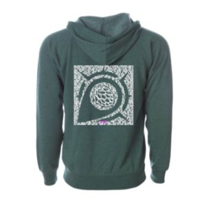 West Hill Brewing Co. Moss Heather Beer Name Burnout Compass Logo Hoodie back detail