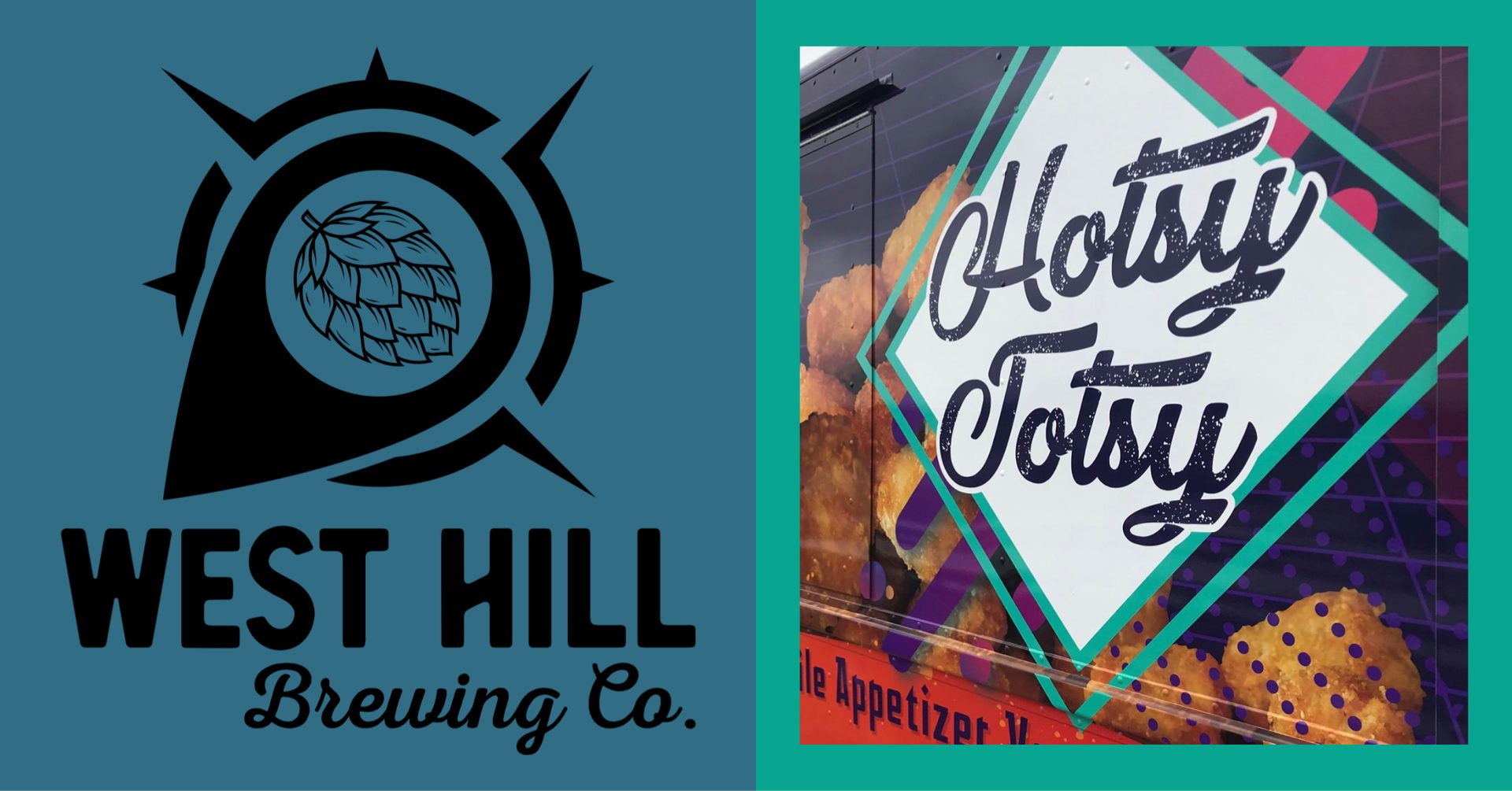 West Hill compas logo next to a picture of the Hotsy Totsy food truck.